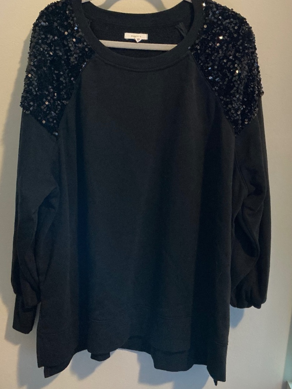 plus Size Black Sweatshirt either Sequins